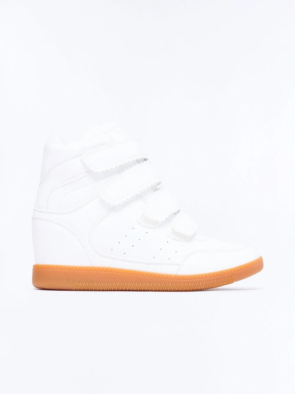 White High-Top wedge Sneakers with velcro New